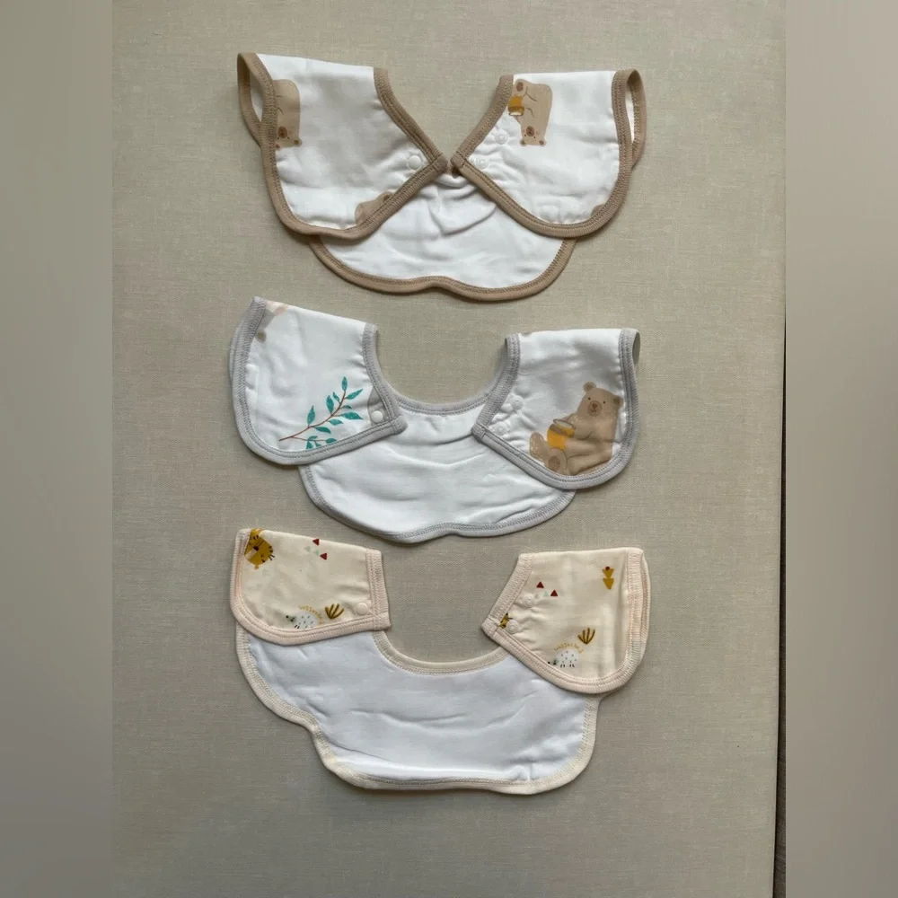 Purcotton Baby Cotton Bibs 3 Pack